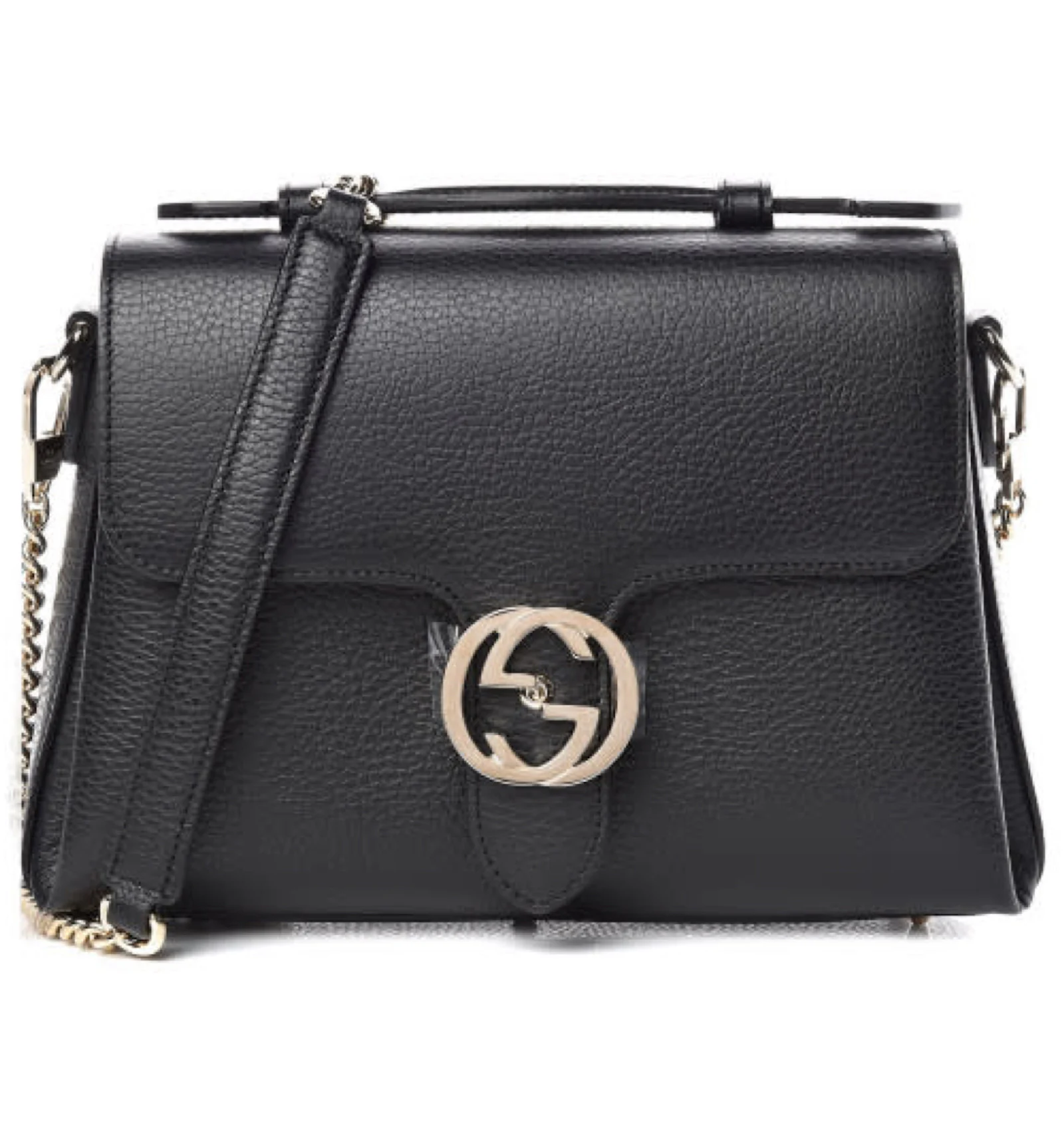 Gucci interlocking gg black leather crossbody bag Clearance