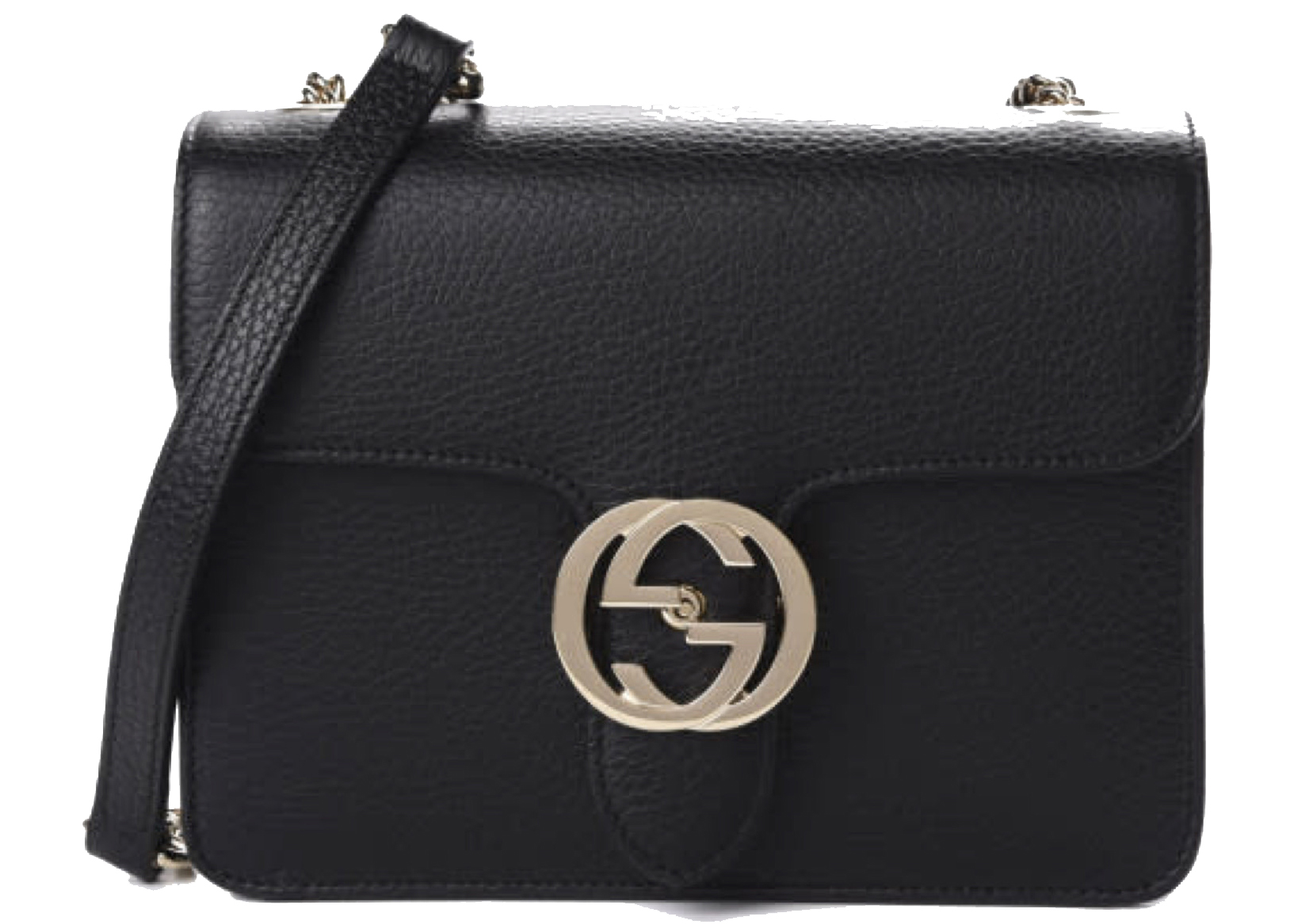 Gucci Dollar Interlocking GG Shoulder Bag Small Black in Calfskin