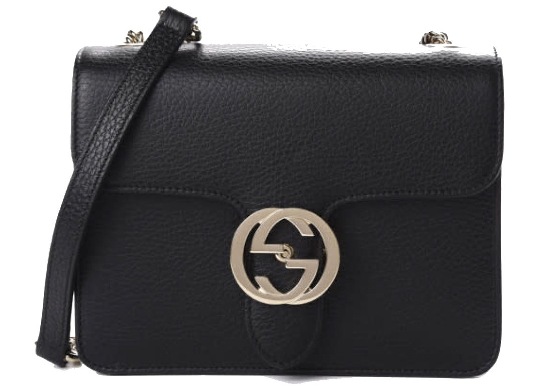 Pre-owned Gucci Dollar Interlocking Gg Shoulder Bag Small Black
