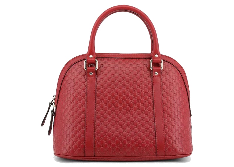 Gucci Dome Satchel Bag Micro GG Red in Leather with Silver tone US