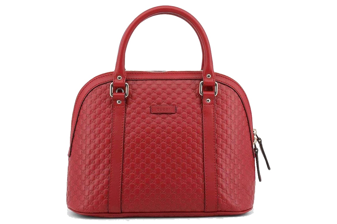Pre-owned Gucci Dome Satchel Bag Micro Gg Red