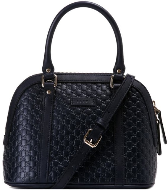 Gucci Dome Sling Bag MicroGuccissima Black in Leather with Gold