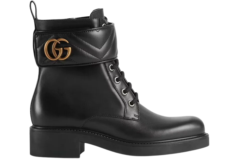 Gucci Double G 40mm Ankle Boot Black Leather - 670397 17K20 1000 - US