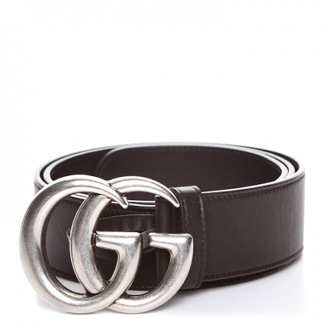 gucci belt men black leather signature size 32 monogrammed print