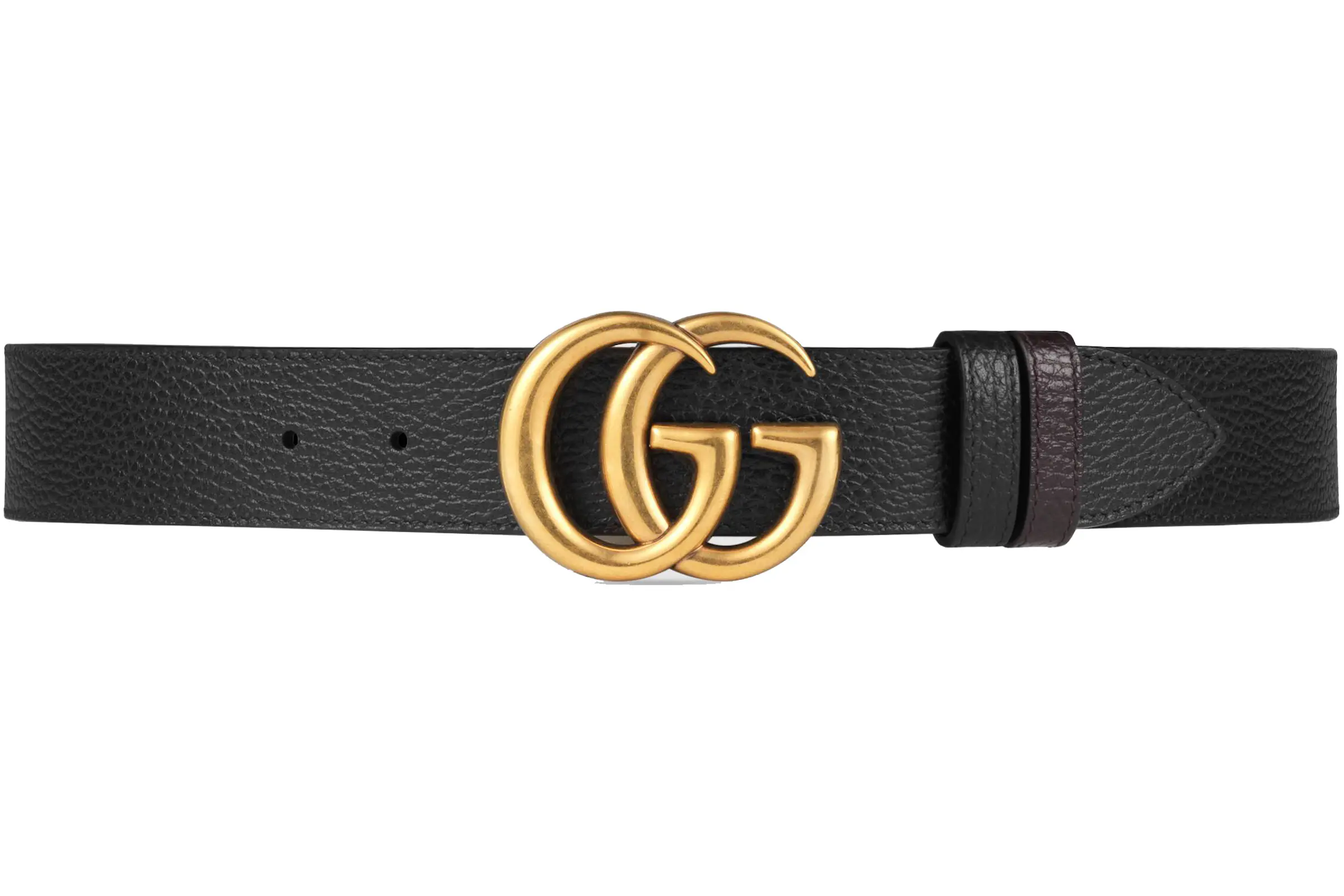 Gucci Double G Brass Buckle Reversible Textured Leather Belt 1.5W Black ...