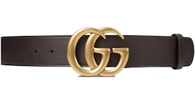 Gucci Double G Buckle Leather Belt 1.5"W Cocoa Brown