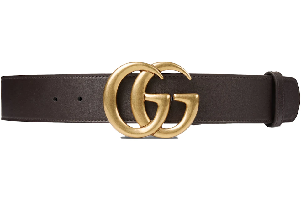 Gucci Double G Buckle Leather Belt 1.5"W Cocoa Brown