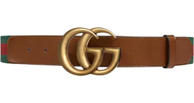 Gucci Double G Buckle Web Belt 1.5"W Brown/Green/Red