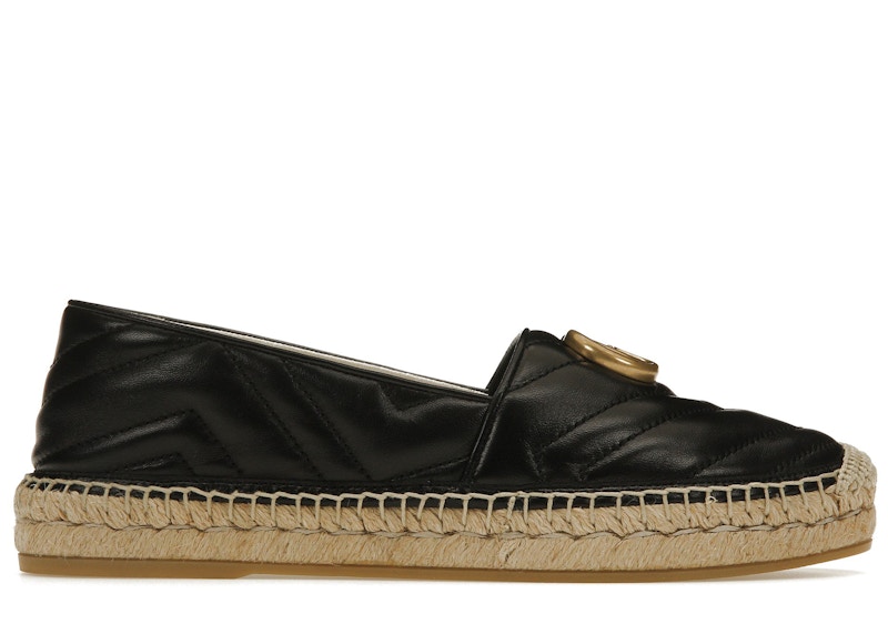 Gucci Double G Espadrille Black Leather 551890 BKO00 1000 US