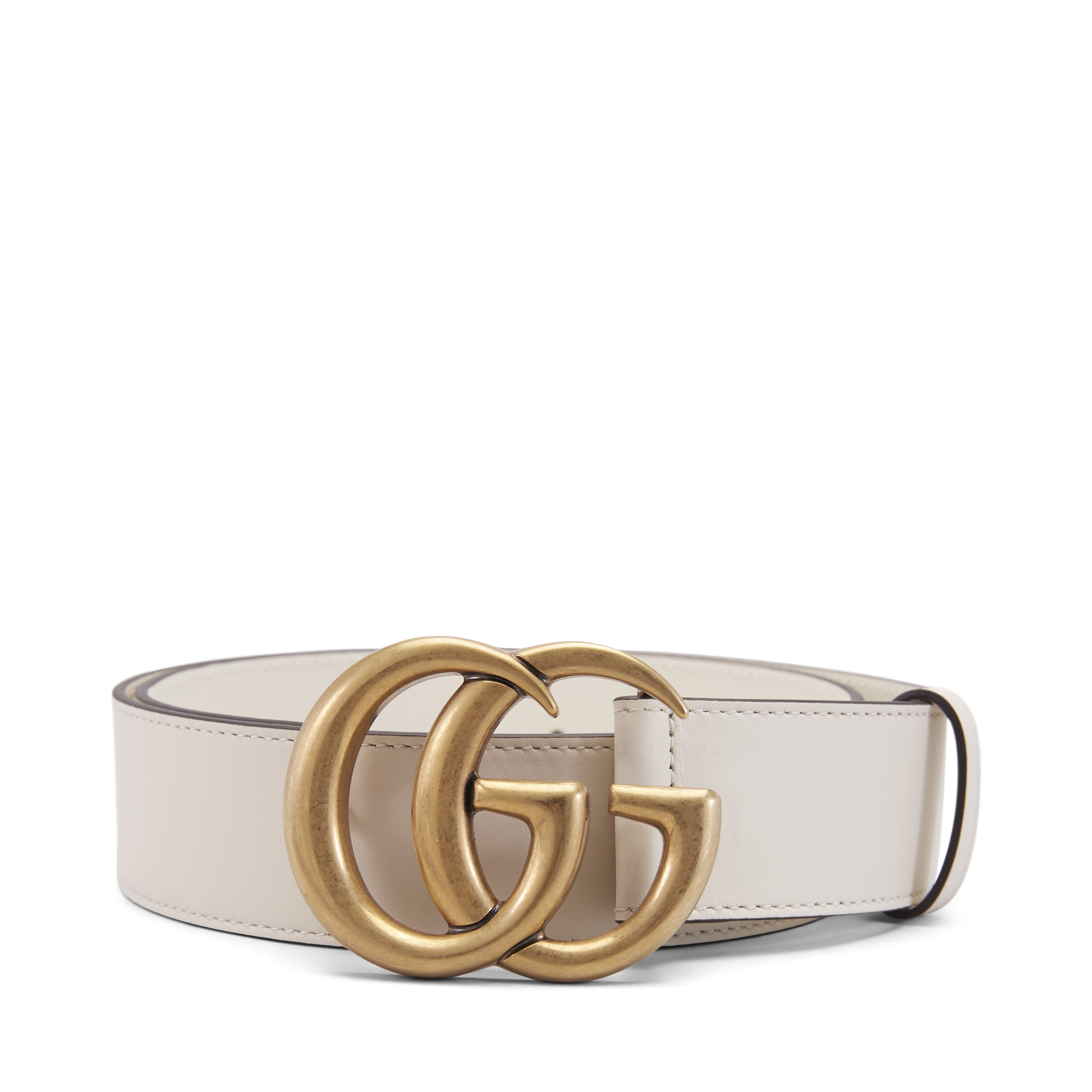 white gucci belt with gold buckle