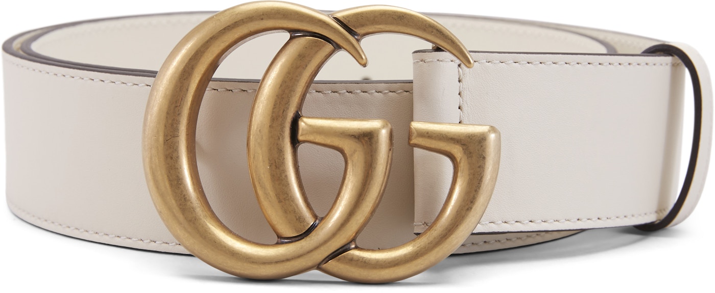 Gucci Double G Gold Buckle Leather 1.5 White in Leather with Gold