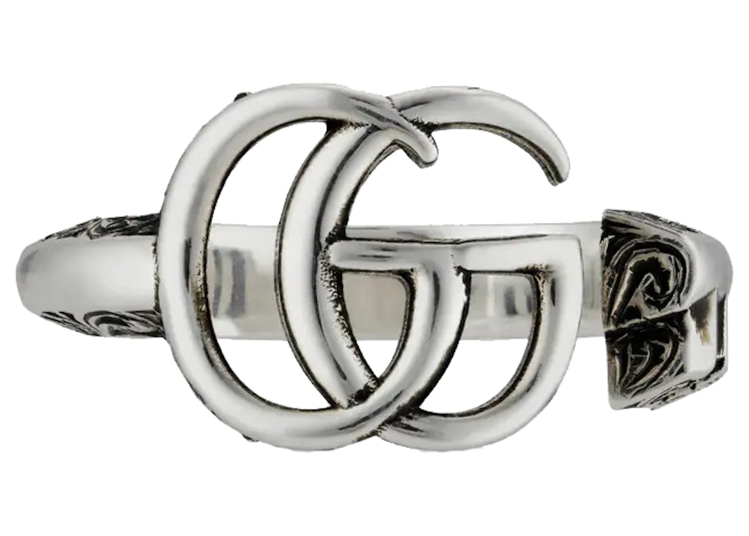 Pre-owned Gucci Double G Key Ring Silver