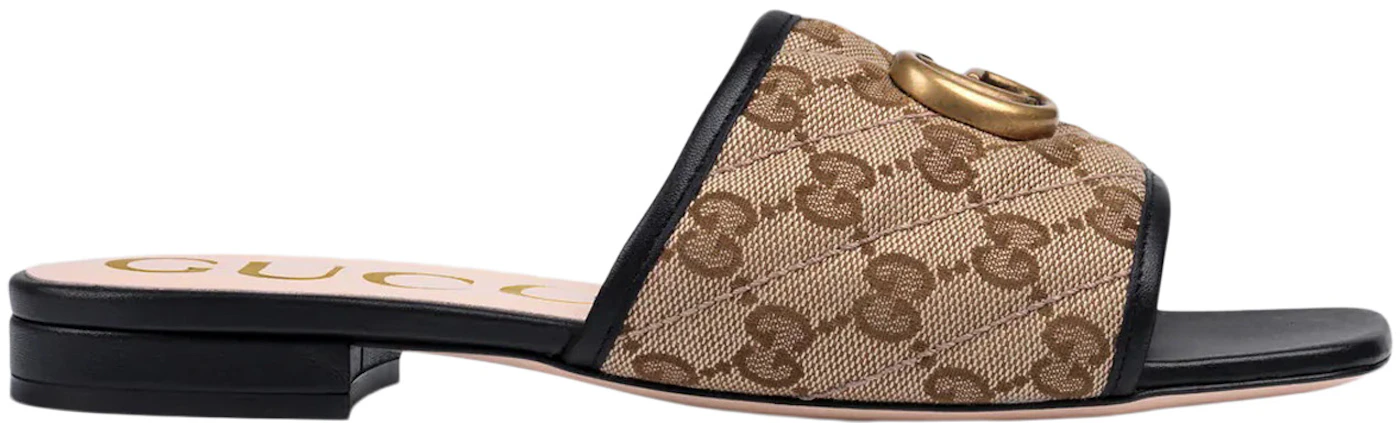 Gucci Men's Interlocking G Slide Sandal, Brown, Leather