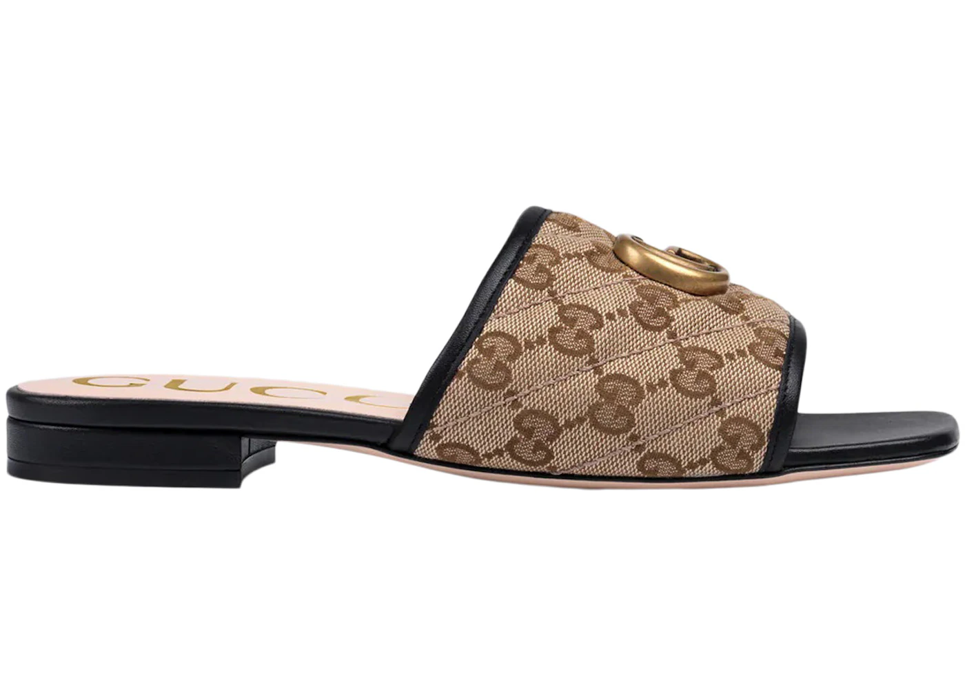 Gucci Double G Slide Sandal Black Canvas 619893 KQWM0 9765 US