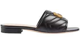 Gucci Double G Slide Sandal Black Leather