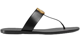 Gucci Double G Thong Sandal Black Leather
