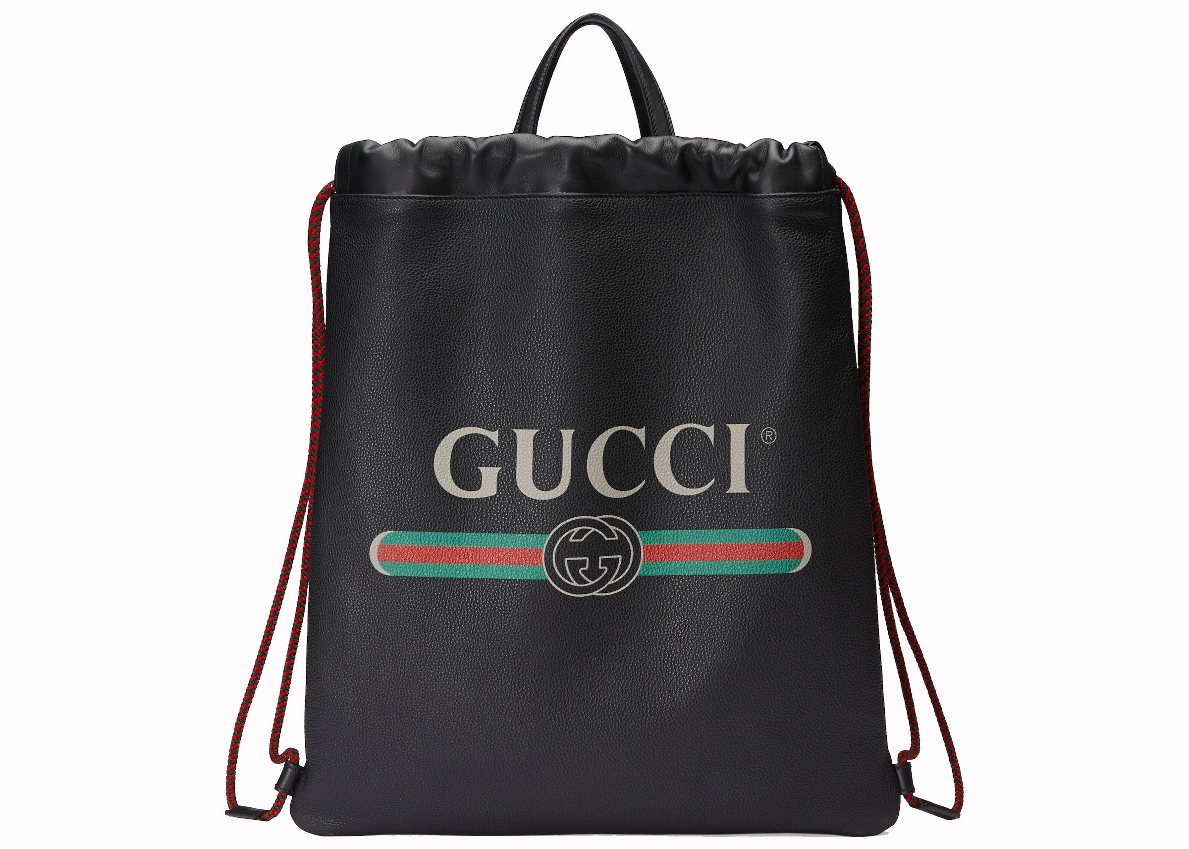 Gucci Drawstring Backpack Vintage Logo Black in Leather - US