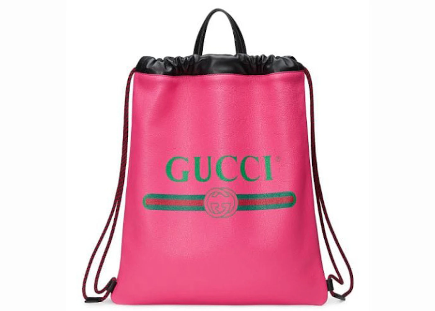 Gucci Drawstring Backpack Vintage Logo Pink in Grained Calfskin - US