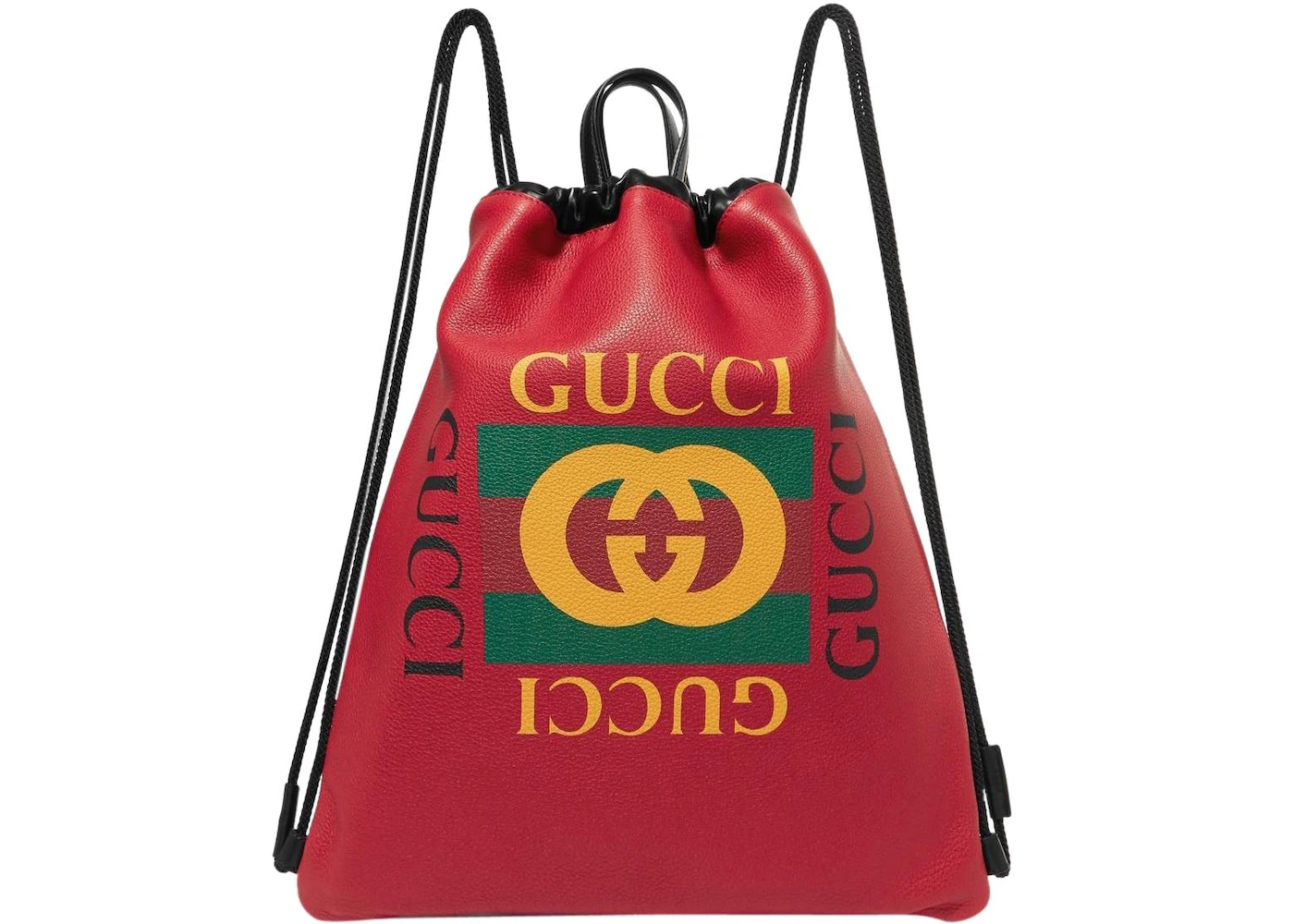 Gucci Drawstring Print Red Multicolor in Leather - US
