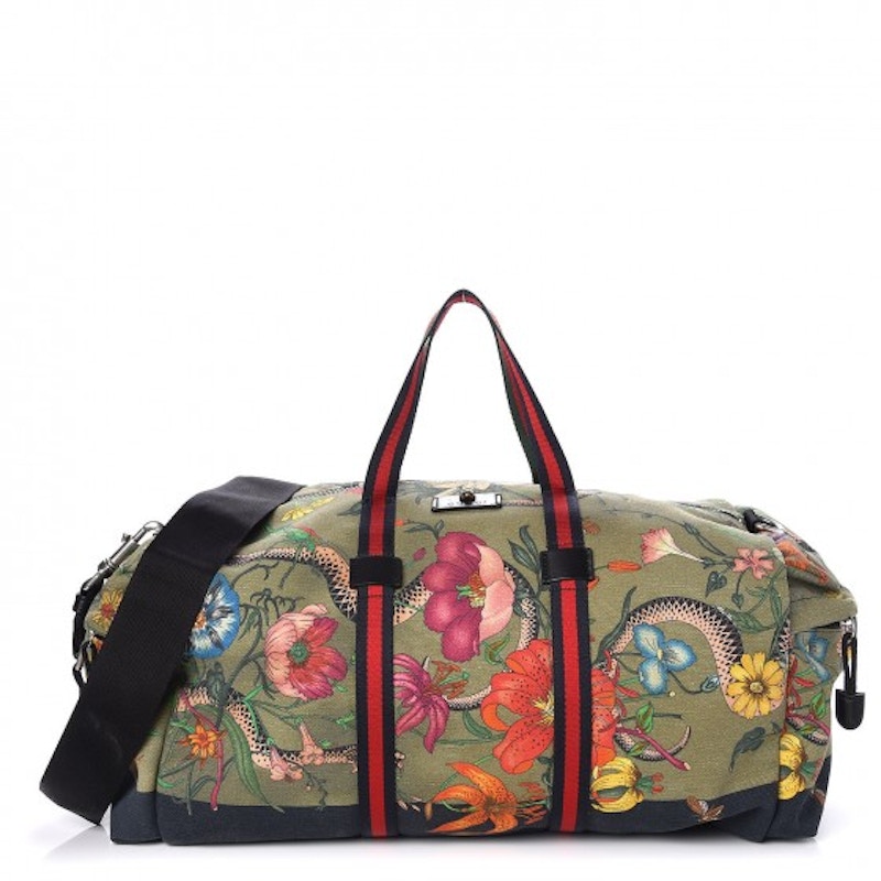 Gucci floral duffle on sale bag