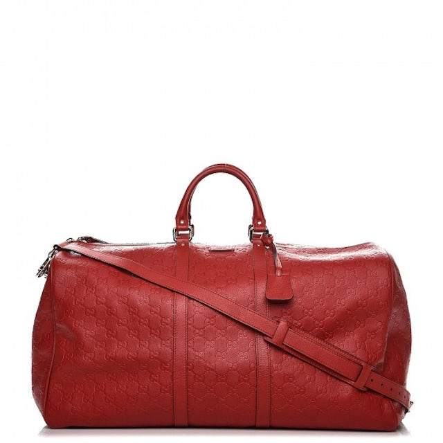 Gucci Duffle Top Handle Guccissima Large Red in Leather with Gold