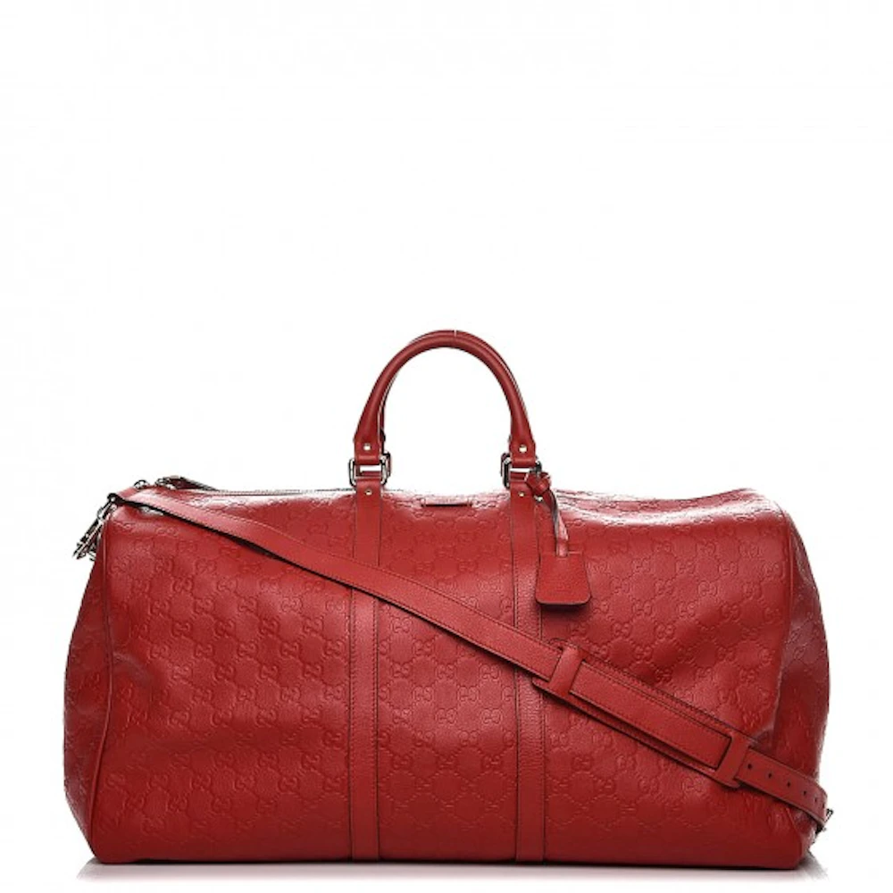 Gucci Duffle Top Handle Guccissima Large Red in Leather with Gold