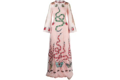 Gucci Embellished Long Sleeve Maxi Dress Light Pink - US Gucci Embellished Long Sleeve Maxi Dress Light Pink - US