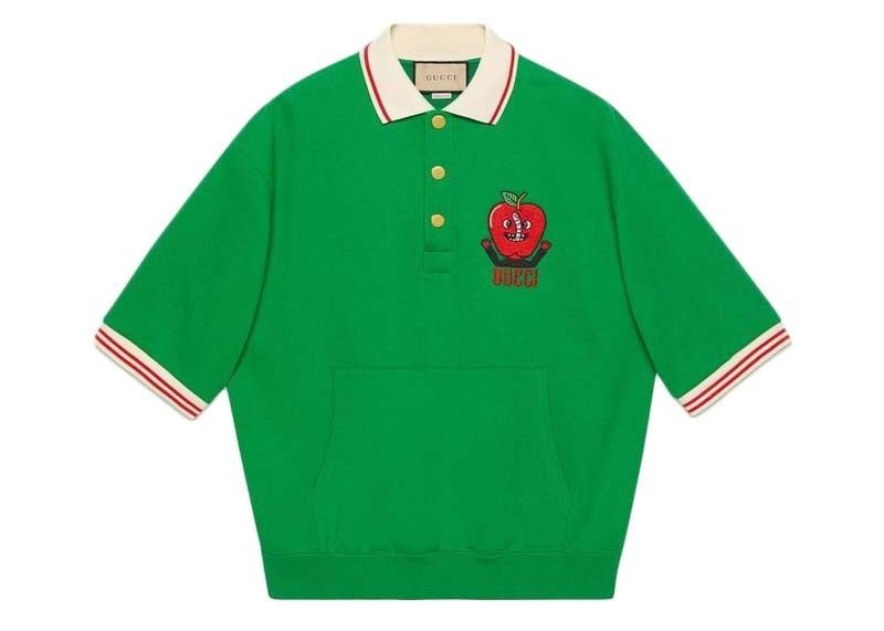 Gucci Embroidered Apple Logo Polo Shirt Green KR