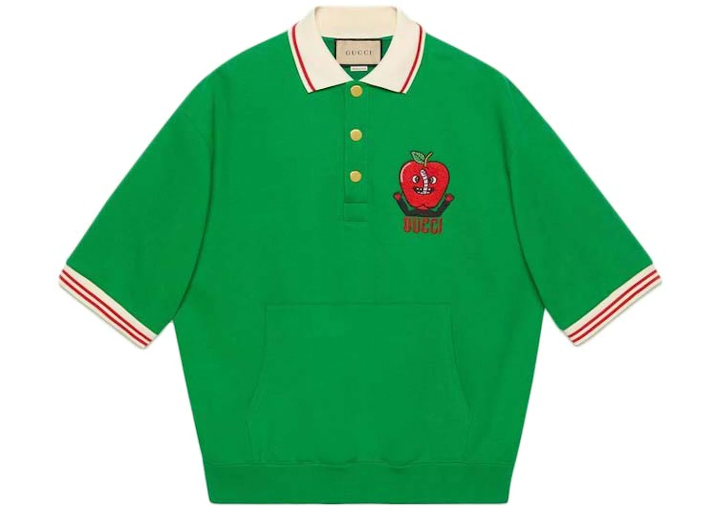 Gucci Polo Logo Apple Ricamato Verde Uomo IT