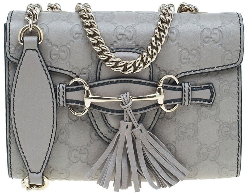 Gucci Grey Smooth Leather Small Sylvie Shoulder Bag