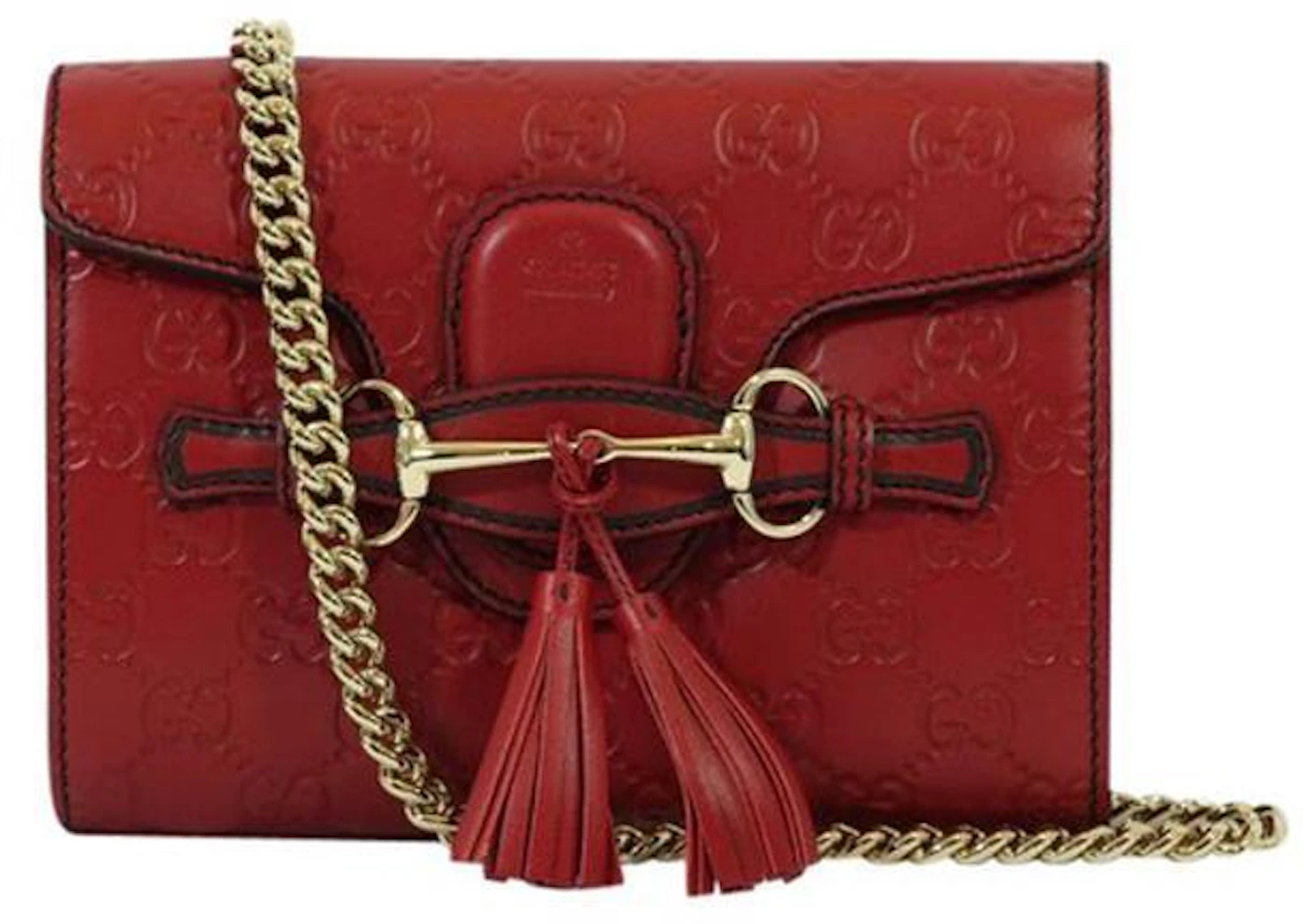 Gucci Emily Crossbody Guccissima Mini Red in Leather with Gold