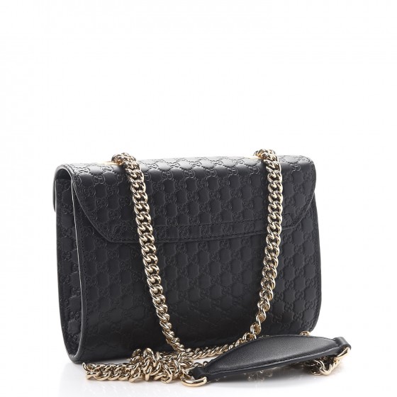 Gucci Emily Shoulder Bag MicroGuccissima Mini Black in Leather