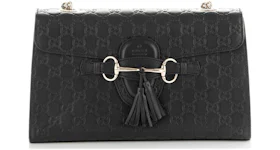 Gucci Emily Shoulder Bag Guccissima Medium Black