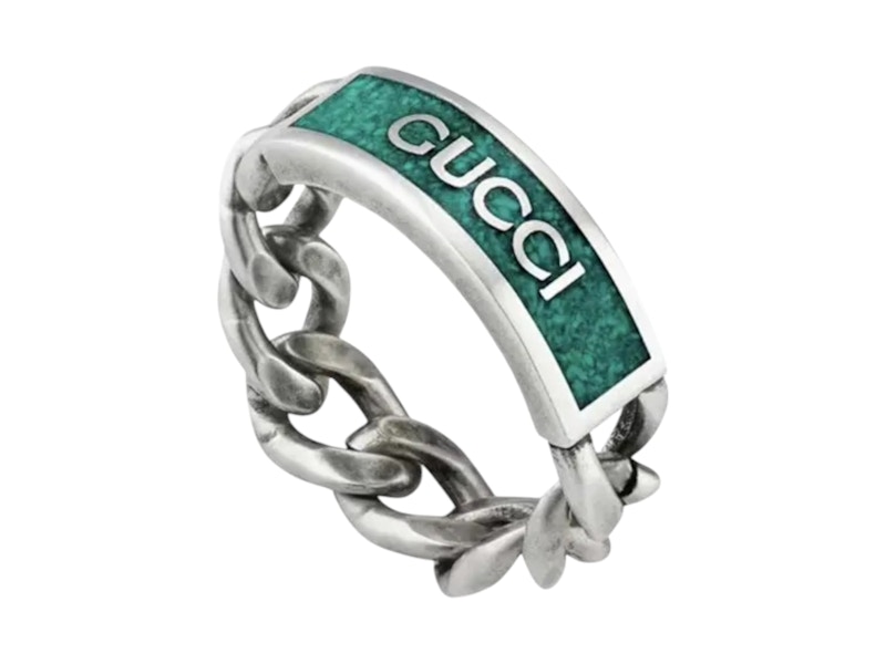 Gucci Enamel Ring Silver/Turquoise