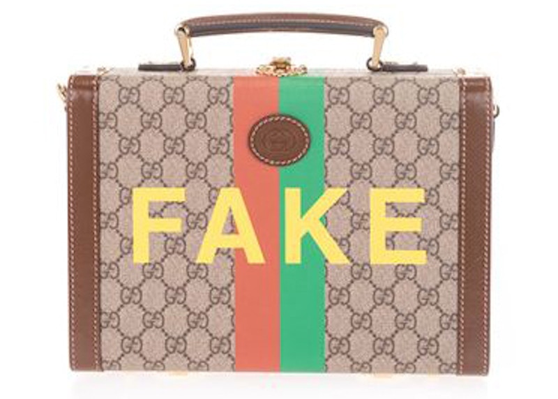 Gucci Fake Not Print Crossbody Bag Multi in Canvas with Gold