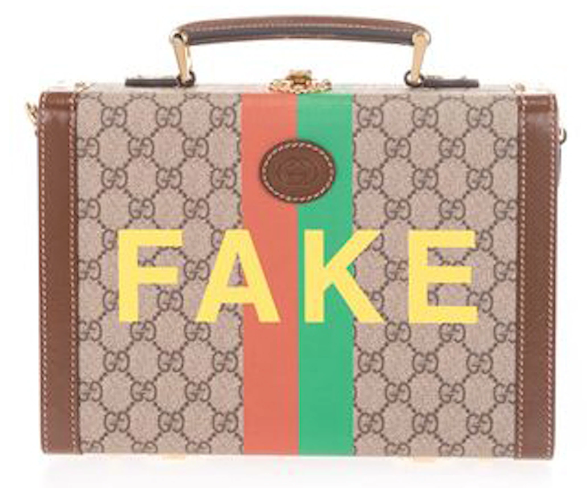 Gucci 'Fake/Not' Print Crossbody Bag Multi in Canvas with Gold-tone - US