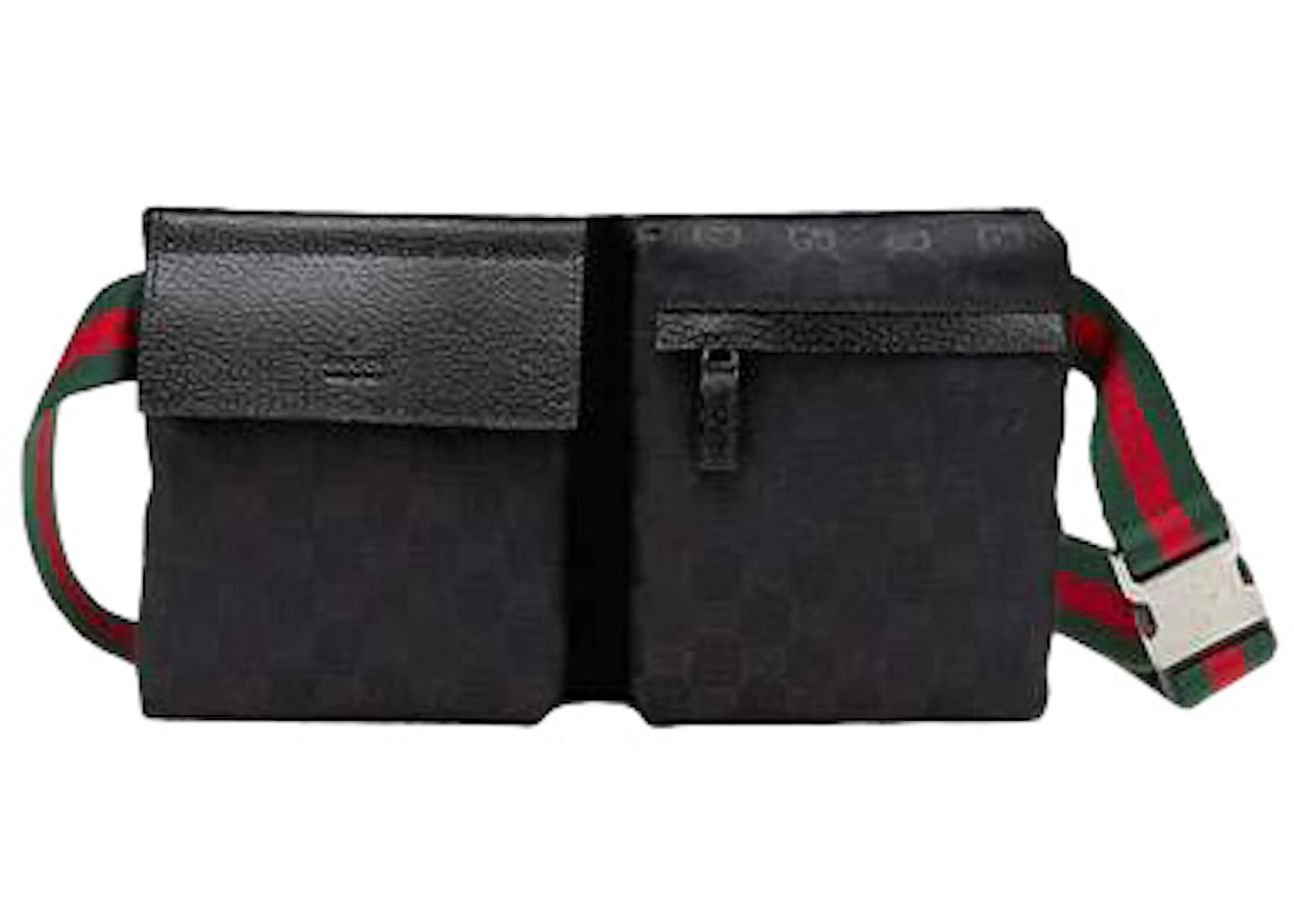 Gucci Flap Belt Bag GG Web Strap Black in Canvas/Leather/Polyamide