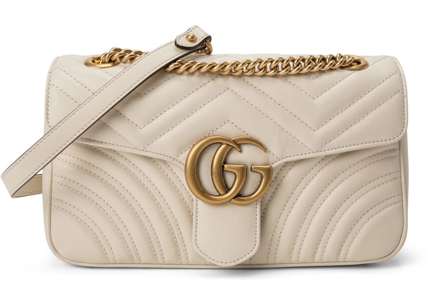 Gucci GG Marmont Kleine Matelasse Tasche Weiß in Leather with