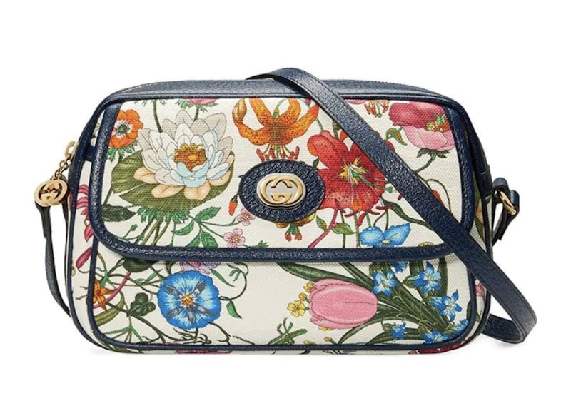 Gucci Flora Crossbody Small Navy Multicolor in Canvas Leather with