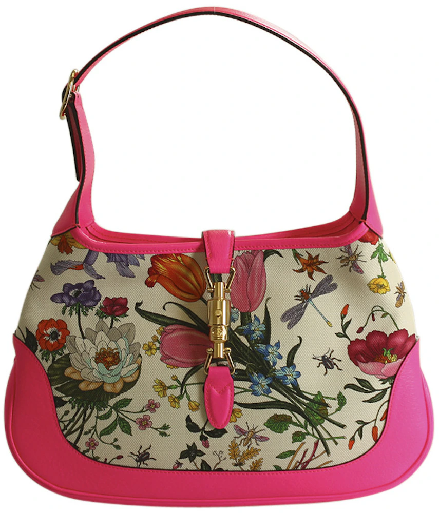 Gucci Flora Shoulder Bag Medium Pink Multicolor in Canvas with Gold ...