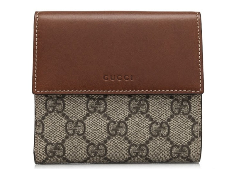 Gucci French Flap Wallet GG Supreme Brown in Coated Canvas/Leather with  Gold-tone US