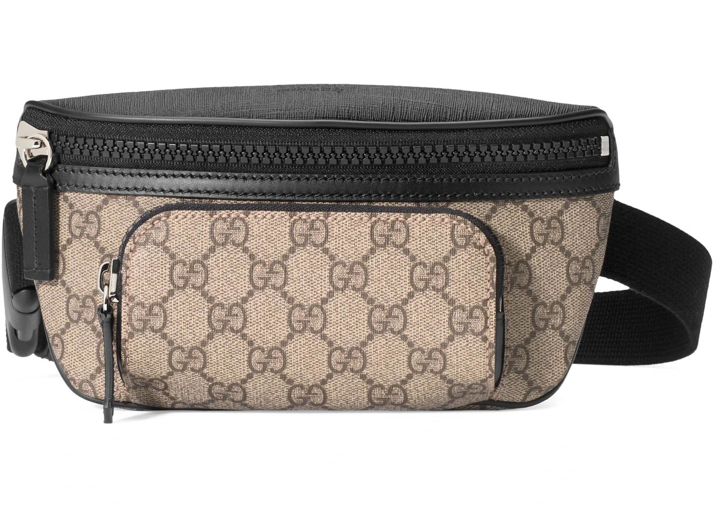 Gucci Front Pocket Belt Bag GG Supreme Small Black/Beige in Canvas