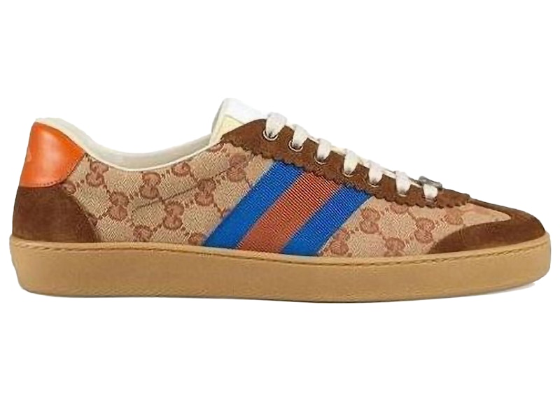 Gucci G74 Web Low Sneakers Brick Red Beige Men's - 521682