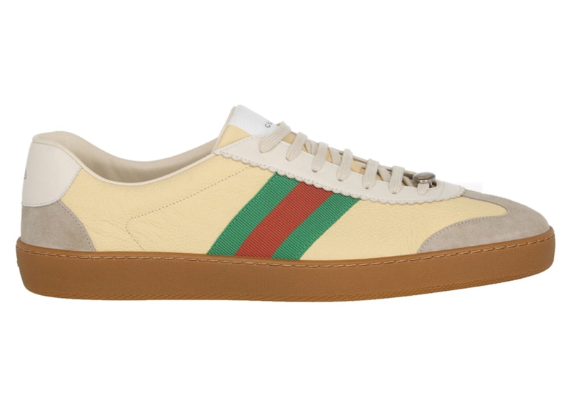 Pre-owned Gucci Men's G74 Web Low Sneakers In Oatmeal