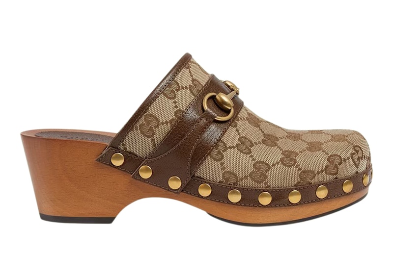 Gucci GG 35mm Clog Beige Canvas