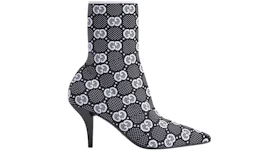 Gucci GG 75mm Knit Ankle Boots Black White Fabric