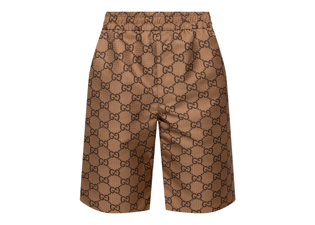 Pre-owned Gucci Gg Allover Ripstop Shorts Beige