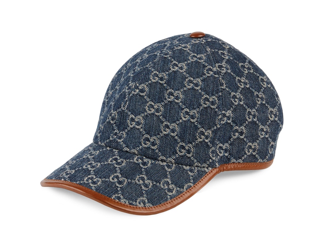 Pre-owned Gucci Gg Baseball Cap Blue/ivory/brown