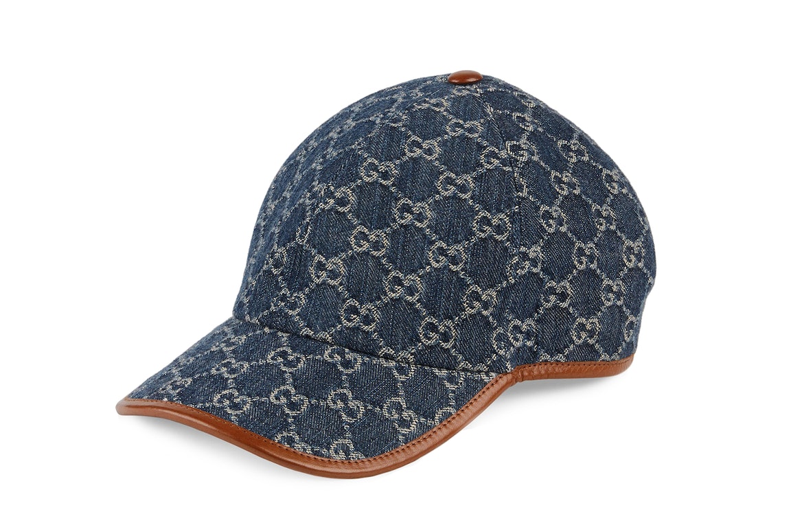 Pre-owned Gucci Gg Baseball Cap Blue/ivory/brown