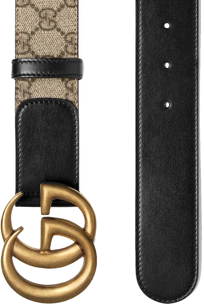 Gucci GG Belt Double G Buckle 1.5 Width Black in Supreme Canvas with ...